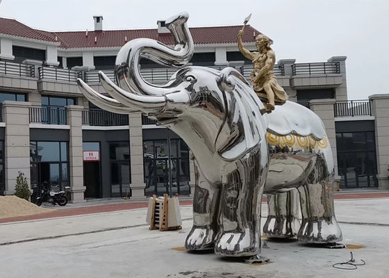 Harga yang bagus Patung Gajah Stainless Steel Ukuran Hidup Pria Duduk on line