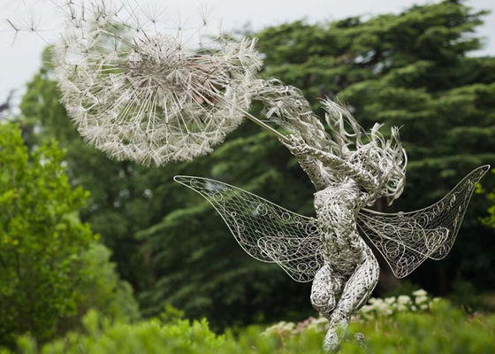 Harga yang bagus Patung Kawat Dandelion Peri Menari Stainless Steel Tinggi 200cm on line
