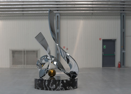 Harga yang bagus Abstrak Patung Stainless Steel Cermin Luar Ruangan Modern on line