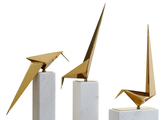 Harga yang bagus Patung Origami Crane Stainless Steel Dipoles Untuk Dekorasi Interior on line