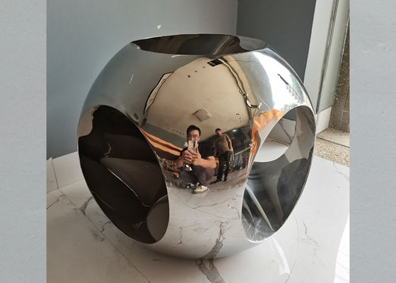 Patung Bola Stainless Steel 45cm 316 yang Dipoles Untuk Dekorasi Rumah