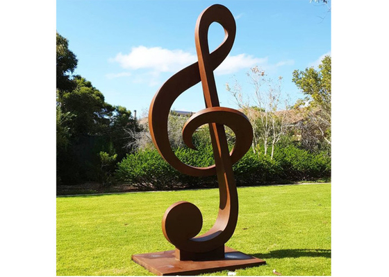 Ukuran Custom Rusty Corten Steel Musik Catatan Patung Untuk Taman