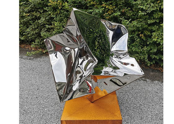 Harga yang bagus Cermin Dipoles Stainless Steel Cube Sculpture ODM OEM Dukungan on line