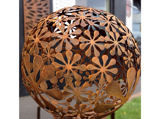 Patung Bola Baja Corten Dia 100cm Modern Untuk Dekorasi Taman