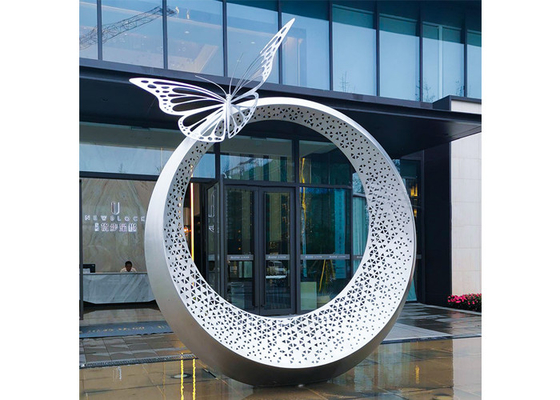 Harga yang bagus Dekorasi Luar Ruangan Patung Kupu-Kupu Stainless Steel Besar Dengan Cahaya on line